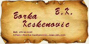 Borka Keskenović vizit kartica